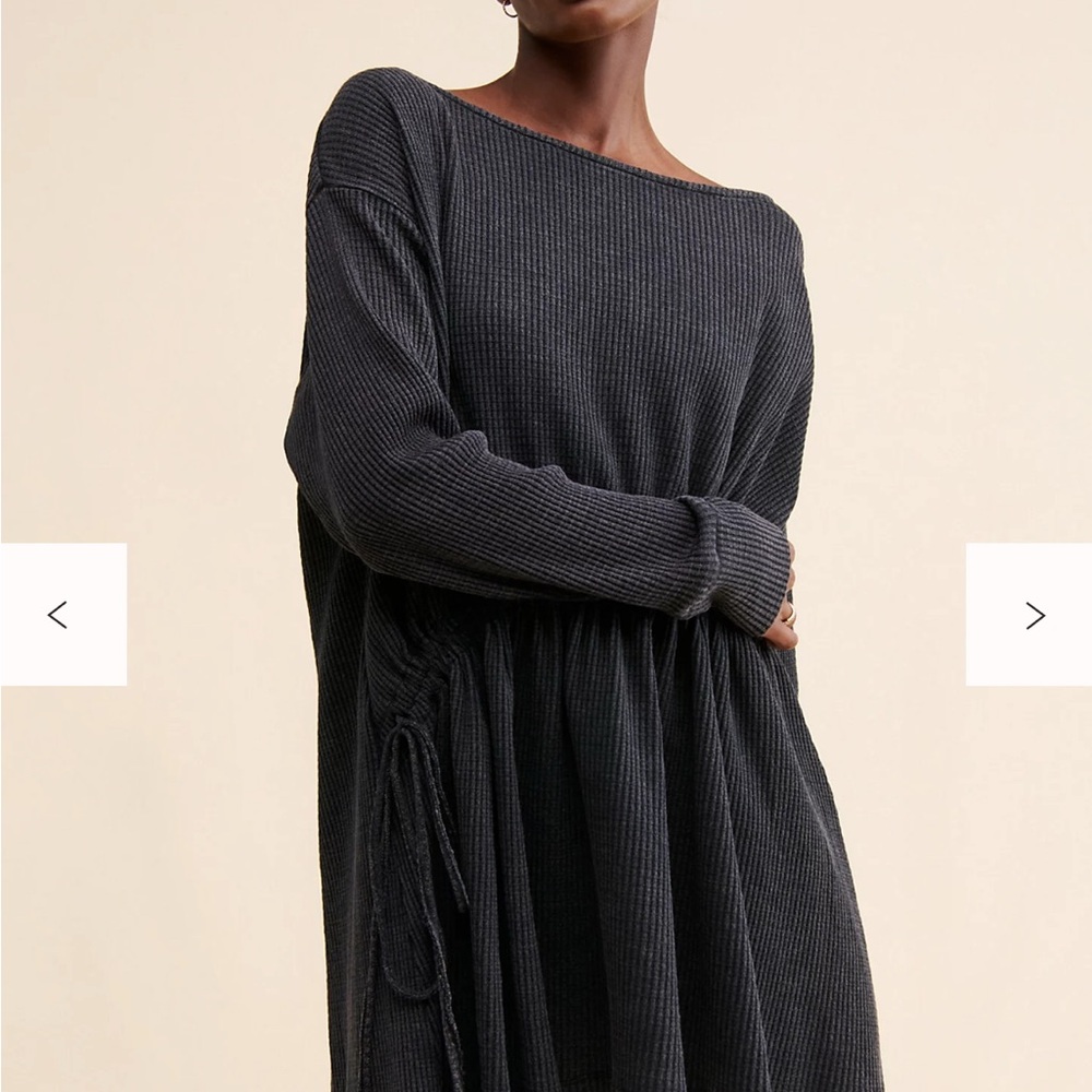 NWOT Free People Josie Waffle Knit Asymmetrical Dress - Picture 2 of 9